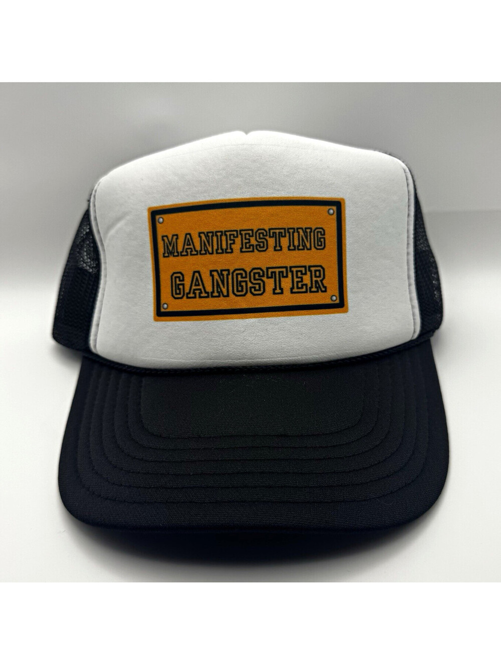 Otto Trucker Hat Mesh Back Adjustable Black White Manifesting Gangster